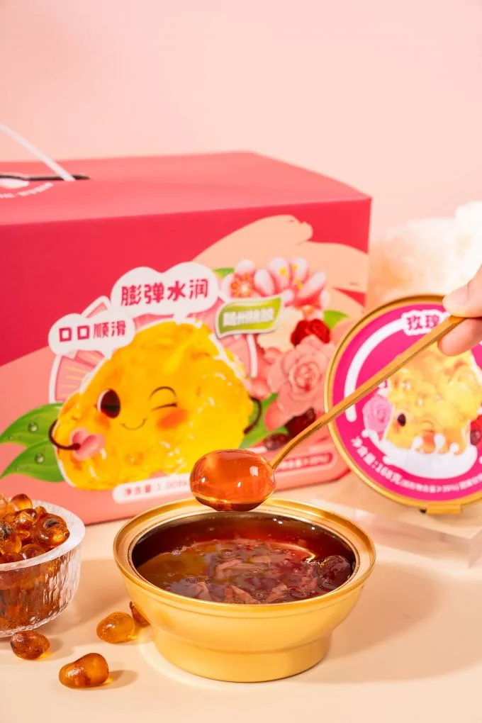 Gelée de gomme de pêche Zero Addition Rose Resep Dessert aux champignons blancs 168g