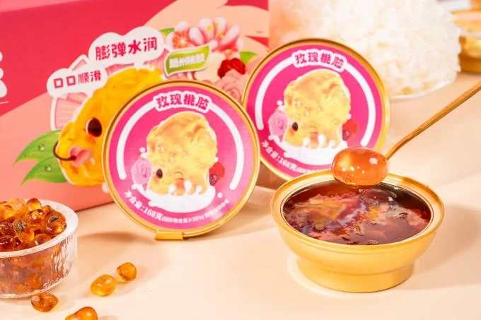 Gelée de gomme de pêche Zero Addition Rose Resep Dessert aux champignons blancs 168g