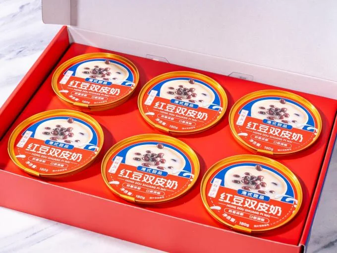 Instant Chinese Dessert Red Bean Milk Pudding Double Skin Milk Healthy Red Bean Dessert Silky Smooth Double Skin Milk Traditional Hongkong Dessert