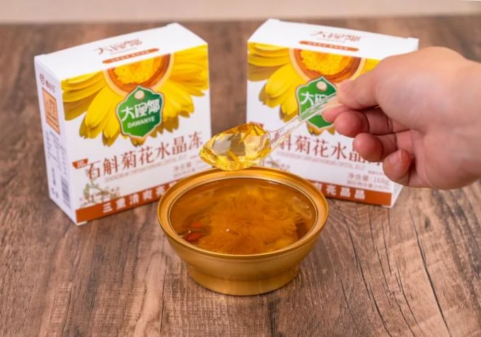 Plant Based Eye Care Functional Jelly Dessert Chrysanthemum Herbal Jelly with Dendrobium Plant Based Functional Dessert Supports Eye Health and Internal Cooling Ready to Eat Nourishing Snack for Clean Label Wellness