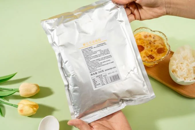 peach-gum-mango-nectar-dessert-serving Peach Gum With Mango Nectar Aluminum Foil Pouch Ready-to-Eat Asian Dessert For Catering Wholesale OEM ODM Manufacturer