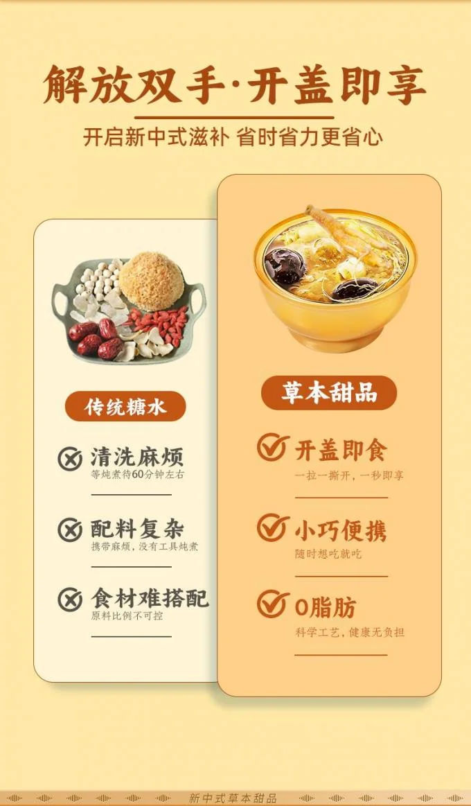 Revitalizing Ginseng Tremella Dessert Collagen Boost Immunity Support Herbal Nourishment Plant-Based Drink Ready-to-Eat Wellness