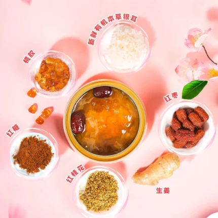 Osmanthus Scented Tremella Peach Gum Nourishing Dessert, Sweet-scented Snow Fungus Peach Resin Stew