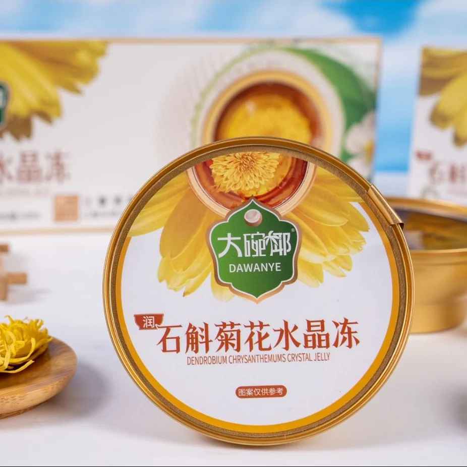 Plant Based Dendrobium Chrysanthemum Herbal Jelly 168g Ready to Eat Light Functional Snack Supports Stress Relief and Daily Balance Shelf Stable for Wellness Food Export OEM - Image 1