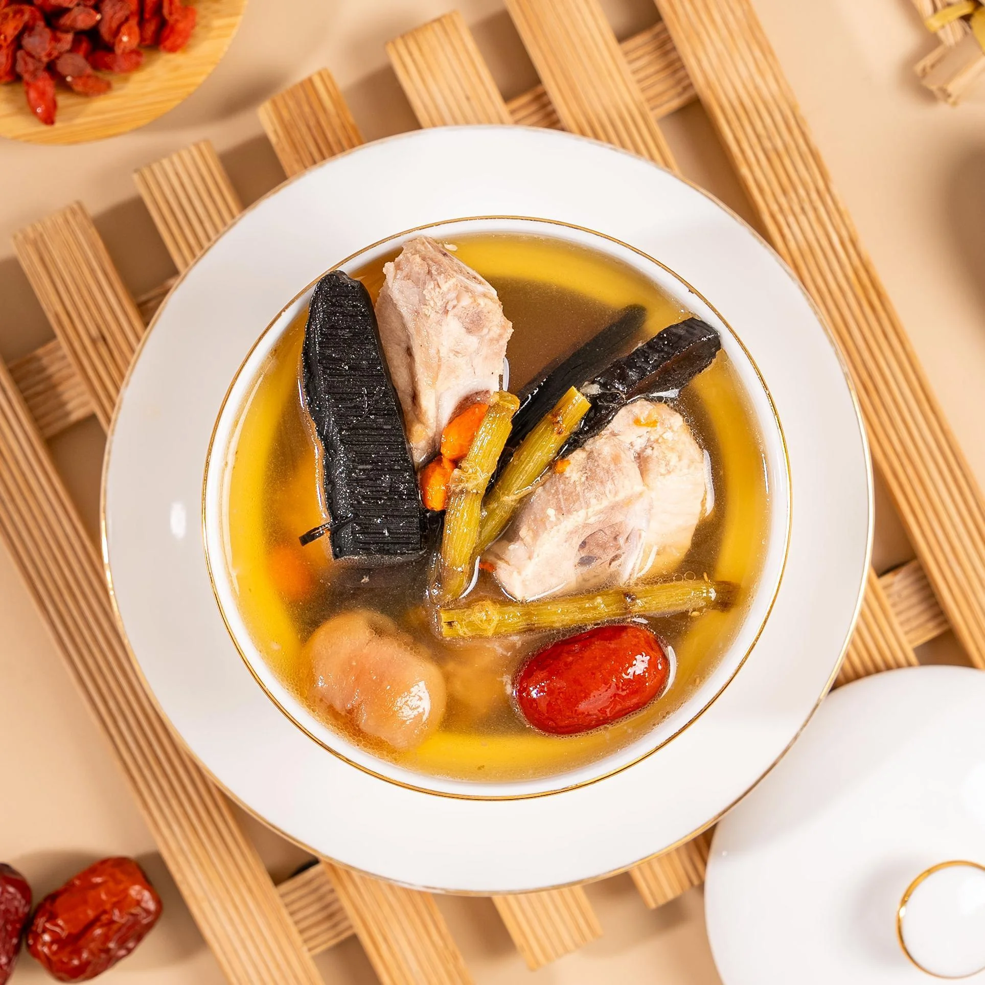 Reishi Dendrobium Pork Bone Soup 500g Herbal Instant Soup in Foil Pouch Ready-to-Eat Nourishing Health Soup OEM - ছবি 1